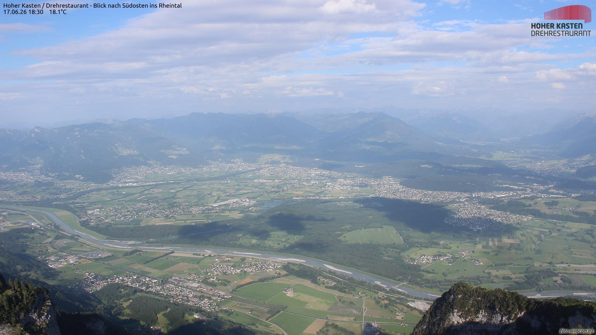 Archiv Foto Webcam Hoher Kasten - Blick ins Rheintal