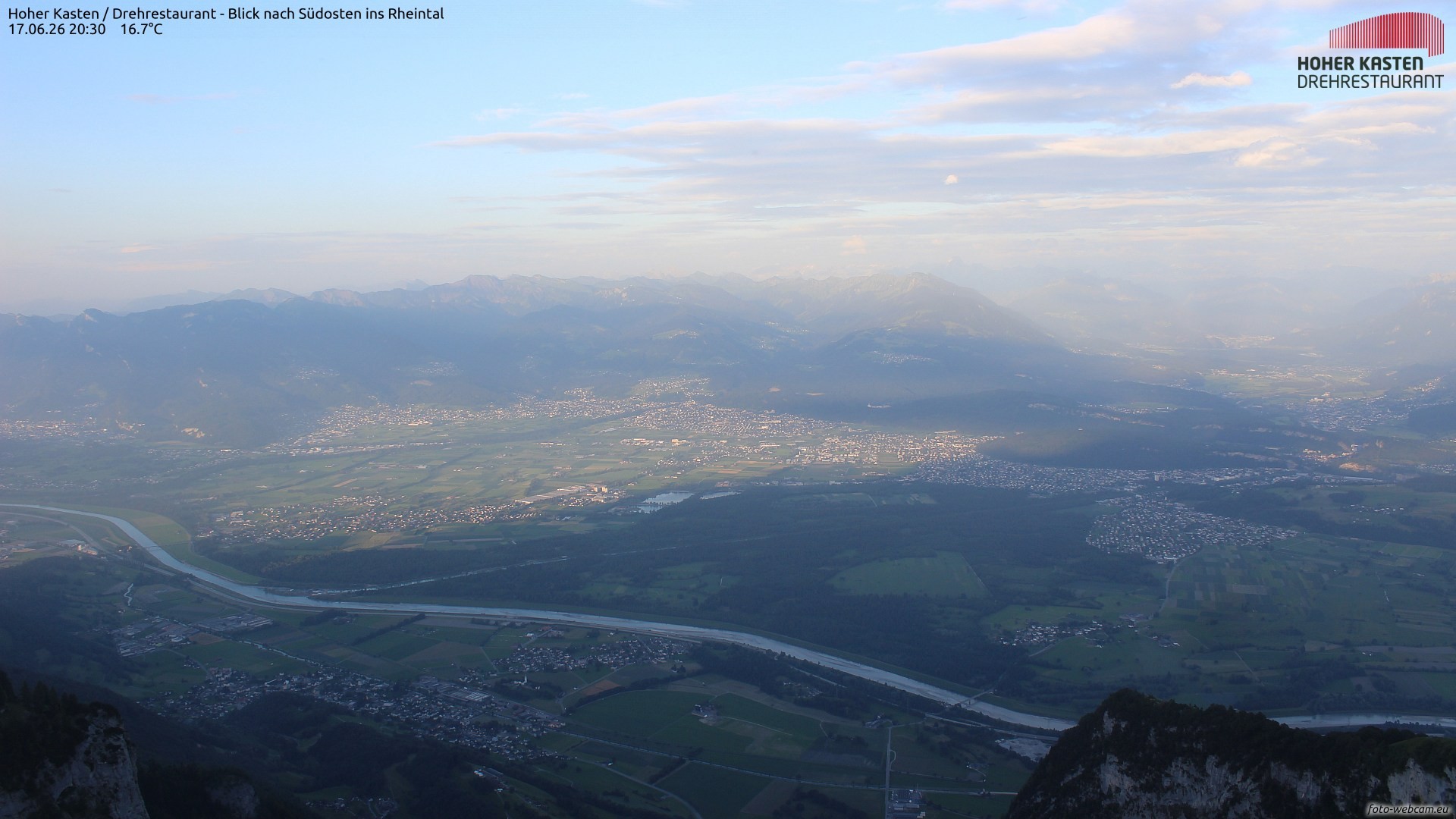 Archiv Foto Webcam Hoher Kasten - Blick ins Rheintal