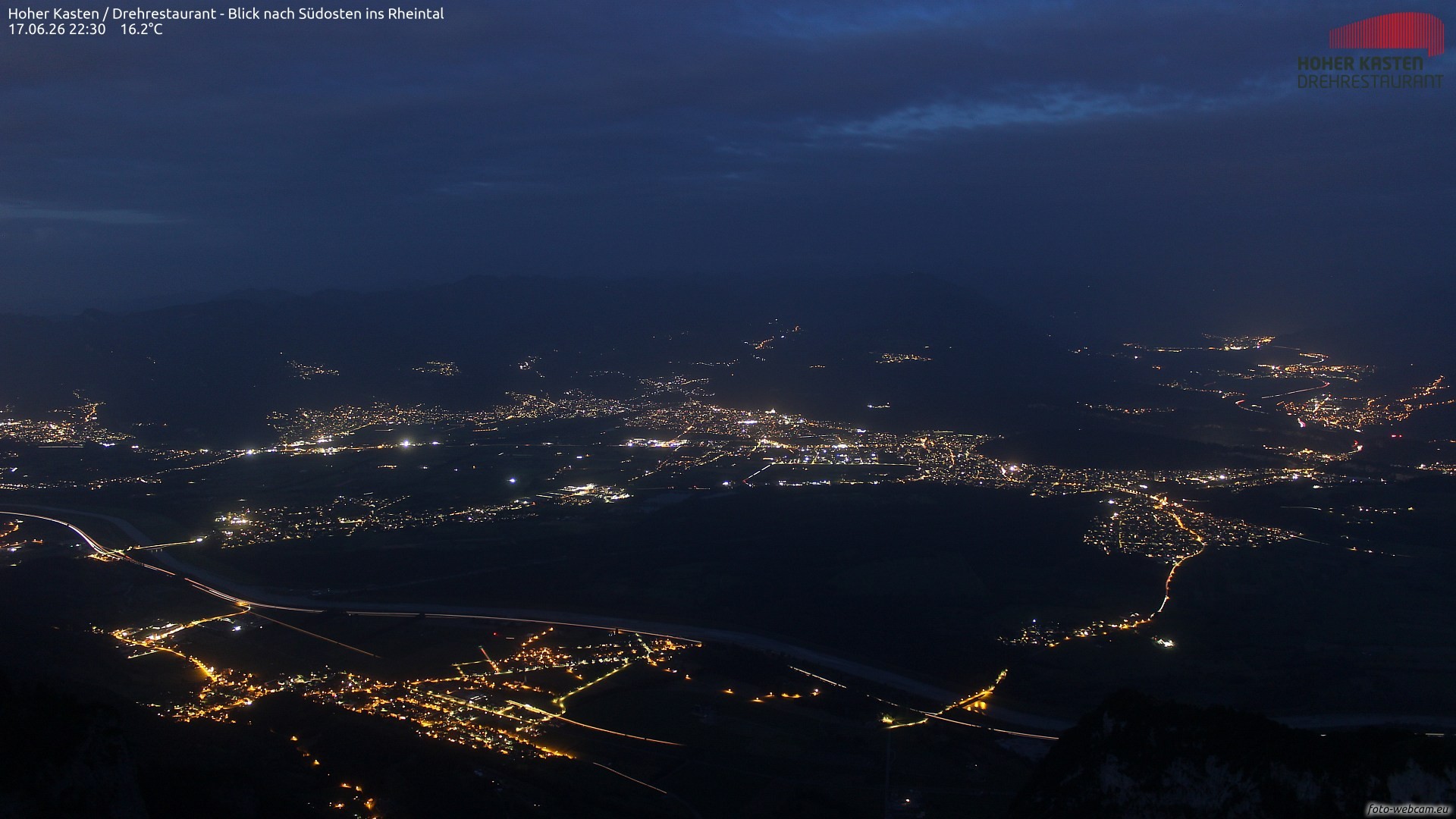 Archiv Foto Webcam Hoher Kasten - Blick ins Rheintal