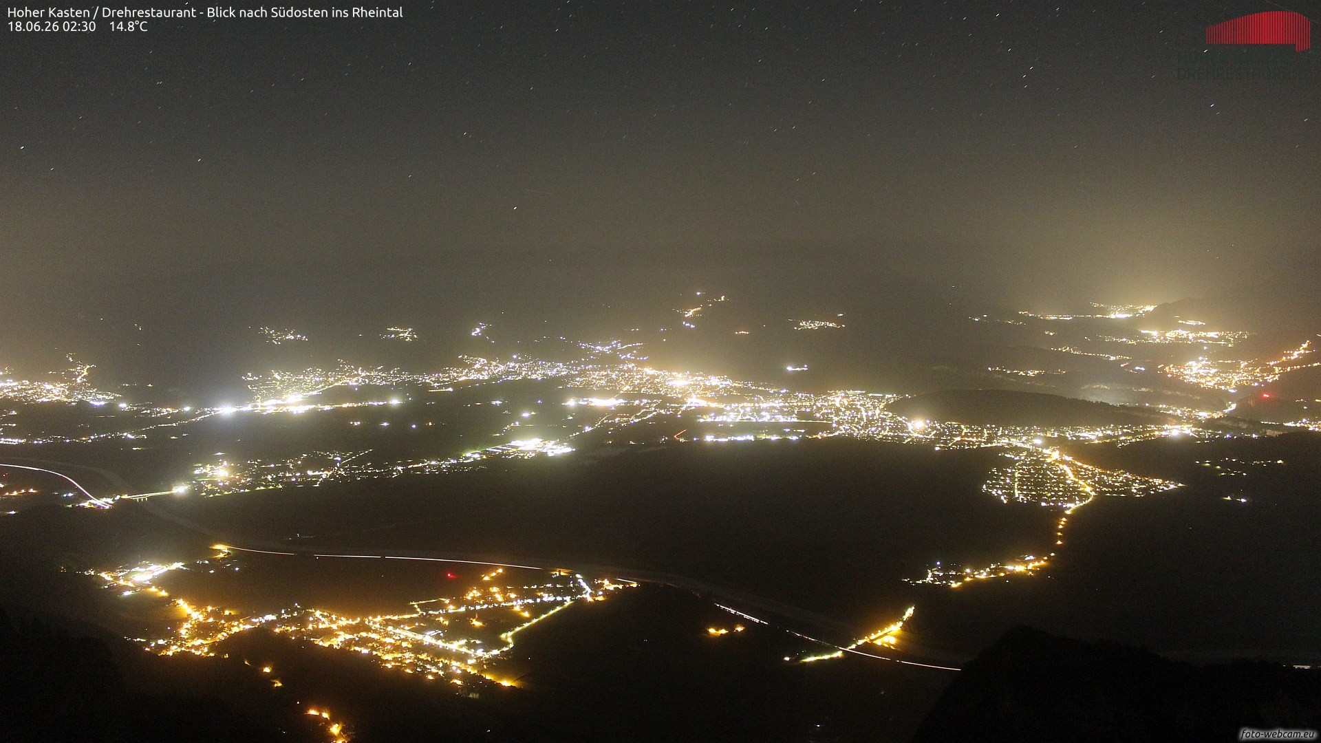 Archiv Foto Webcam Hoher Kasten - Blick ins Rheintal