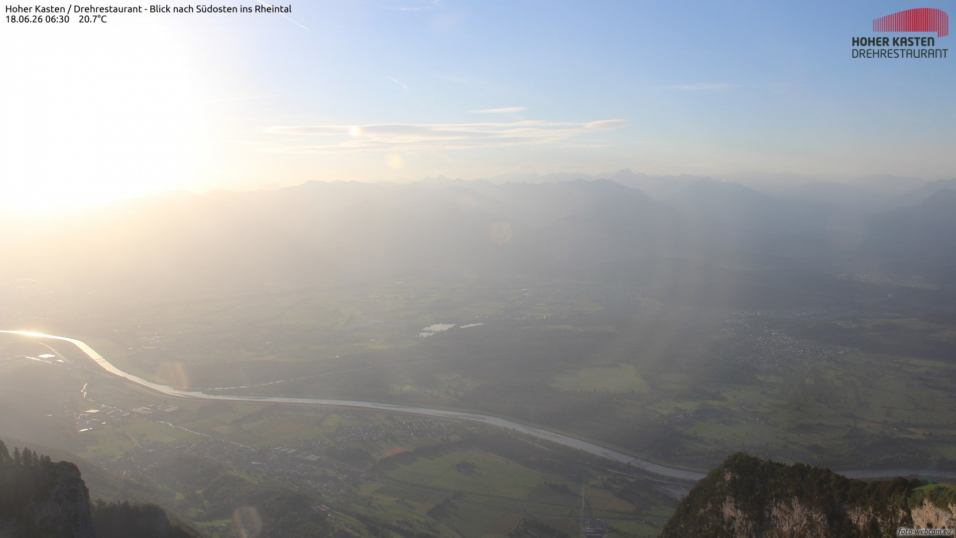 Archiv Foto Webcam Hoher Kasten - Blick ins Rheintal