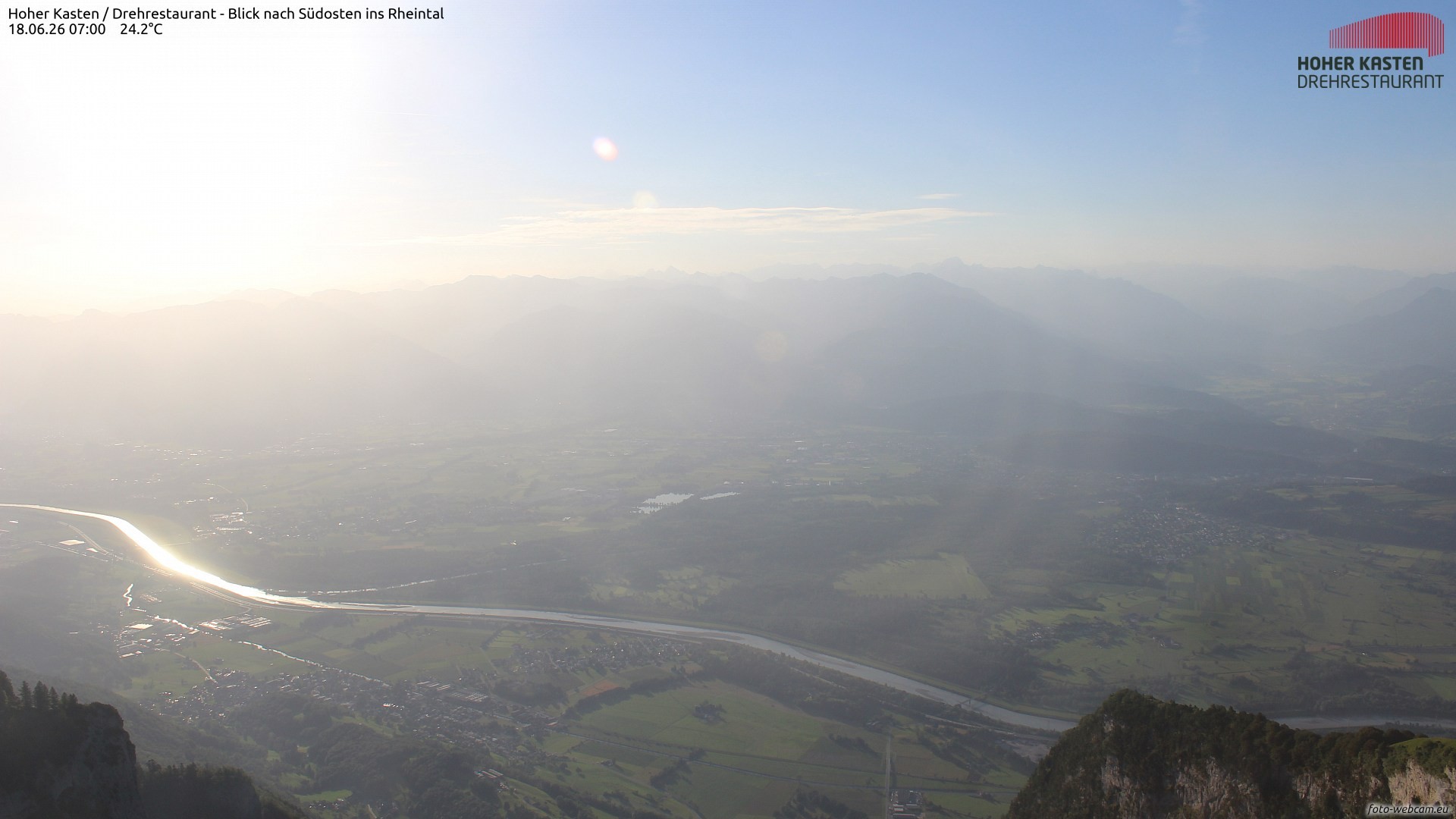 Archiv Foto Webcam Hoher Kasten - Blick ins Rheintal