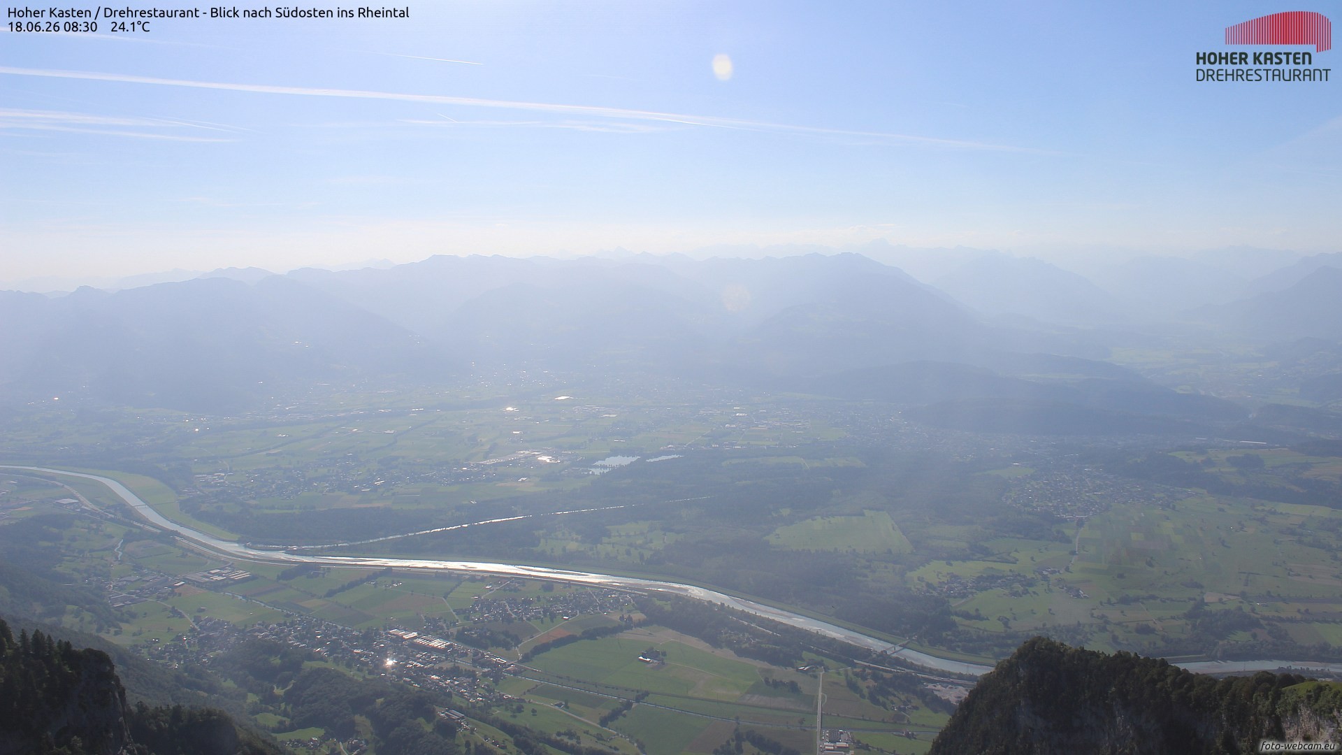 Archiv Foto Webcam Hoher Kasten - Blick ins Rheintal