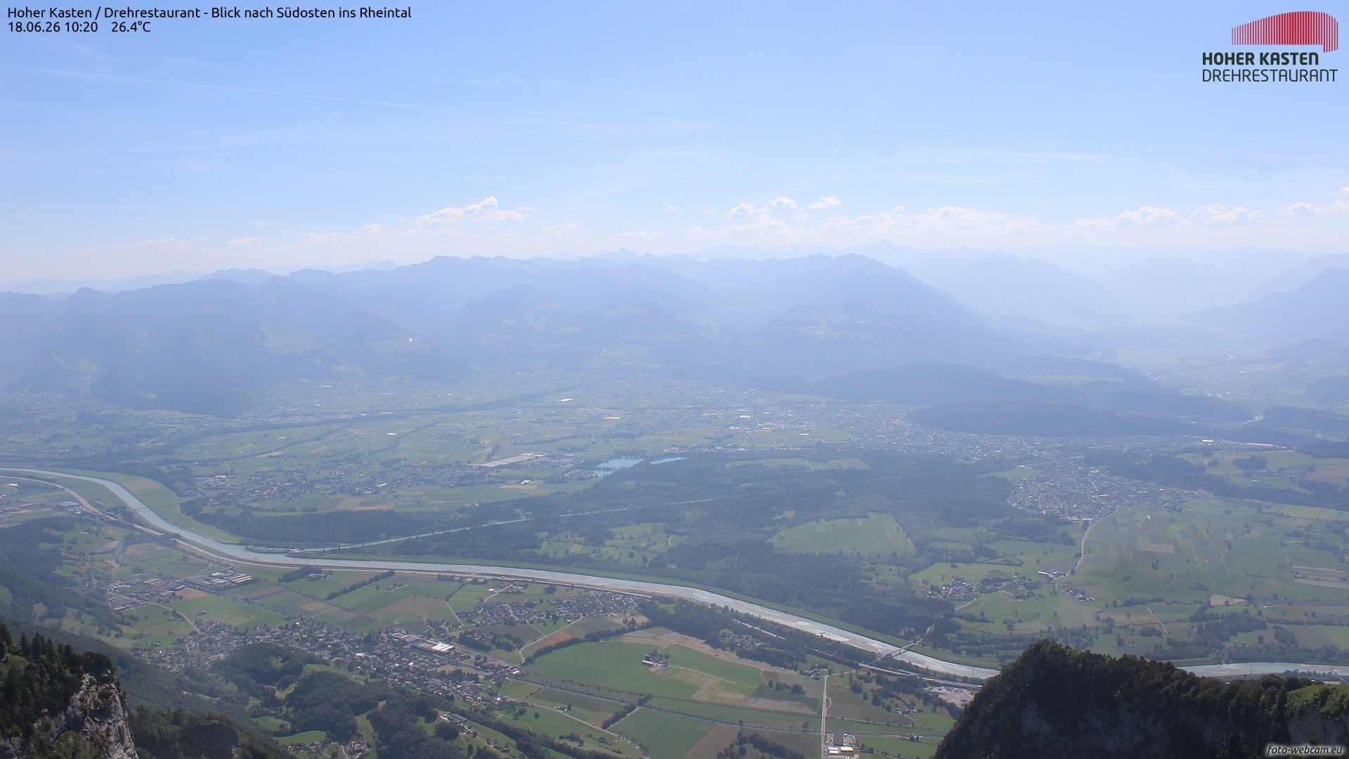 Archiv Foto Webcam Hoher Kasten - Blick ins Rheintal