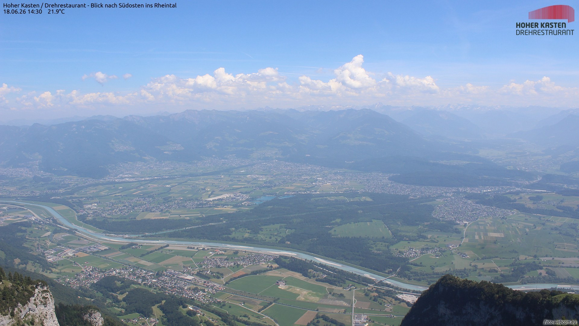 Archiv Foto Webcam Hoher Kasten - Blick ins Rheintal