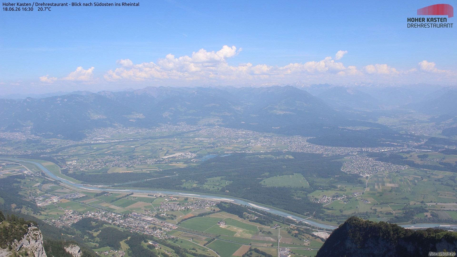 Archiv Foto Webcam Hoher Kasten - Blick ins Rheintal