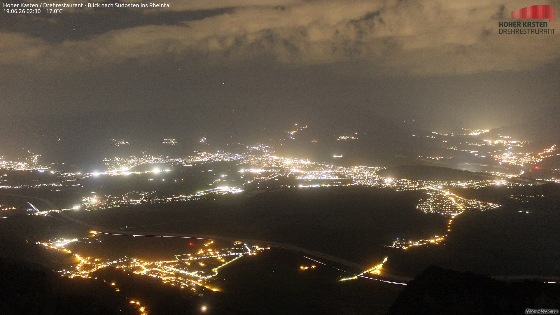 Archiv Foto Webcam Hoher Kasten - Blick ins Rheintal