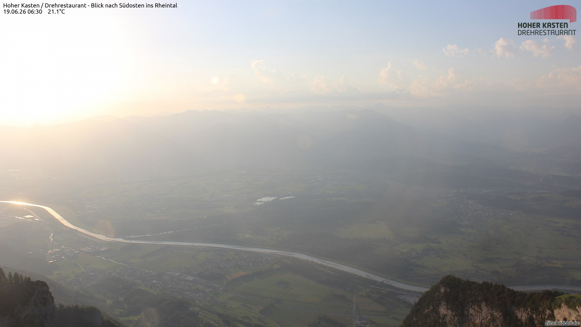 Archiv Foto Webcam Hoher Kasten - Blick ins Rheintal