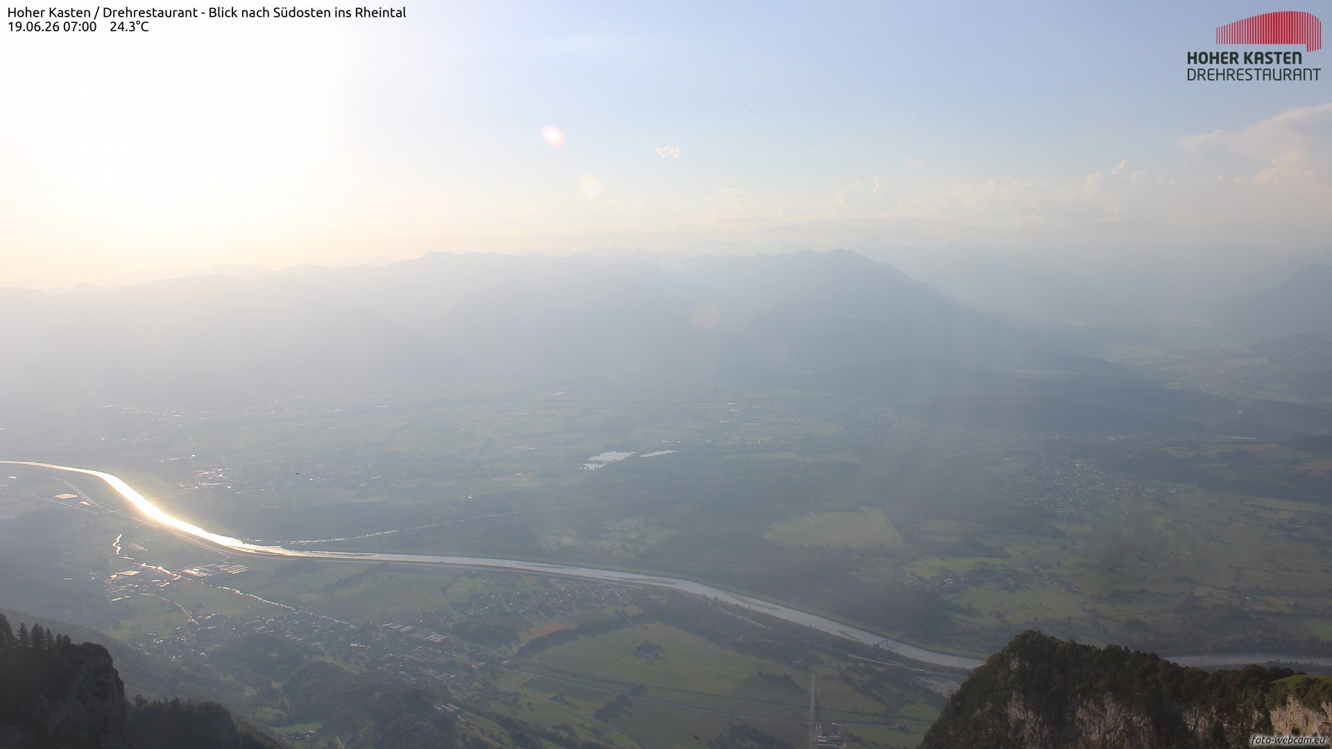 Archiv Foto Webcam Hoher Kasten - Blick ins Rheintal
