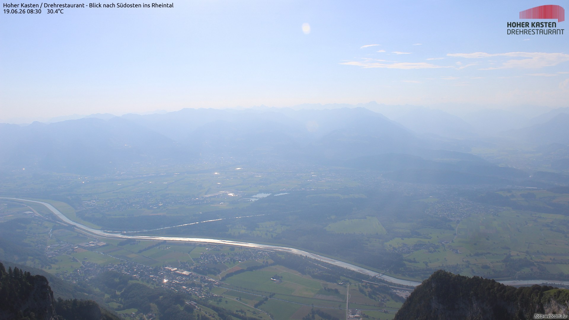 Archiv Foto Webcam Hoher Kasten - Blick ins Rheintal