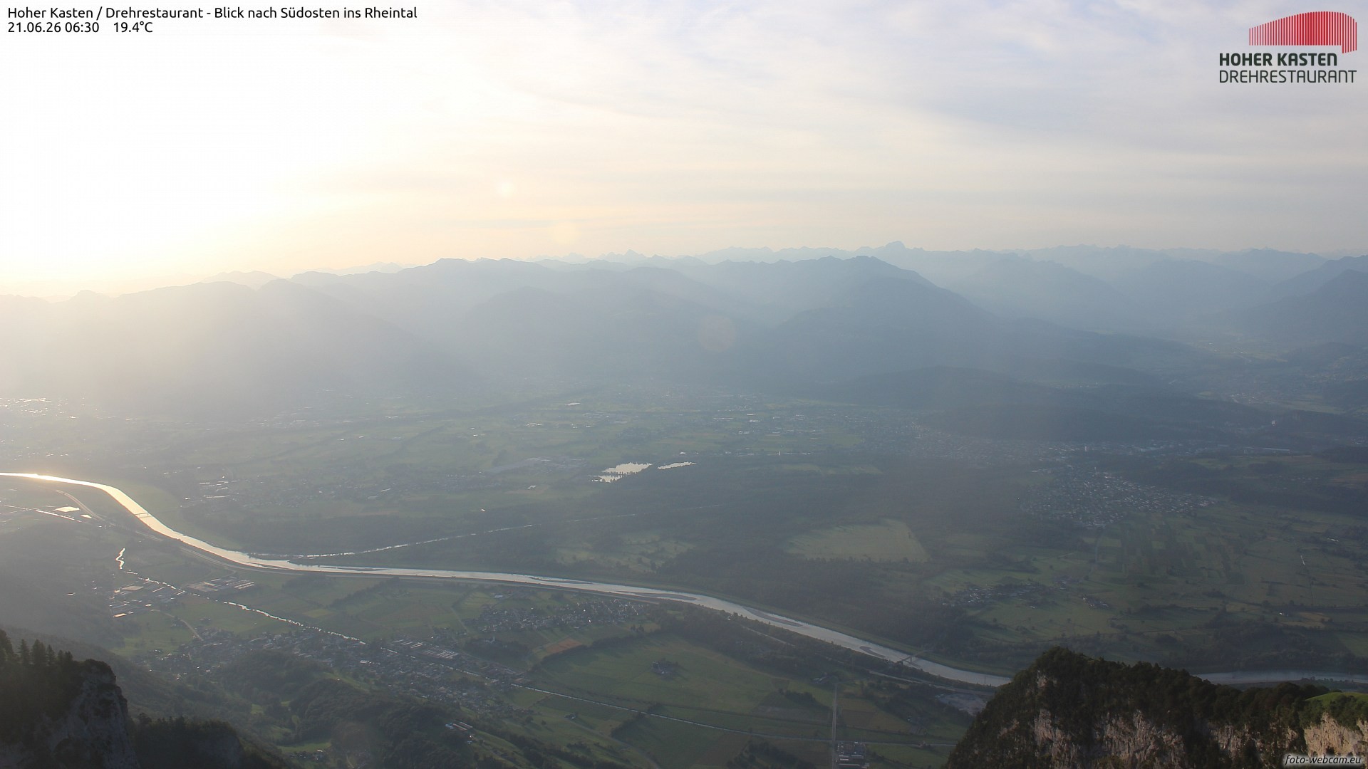 Archiv Foto Webcam Hoher Kasten - Blick ins Rheintal