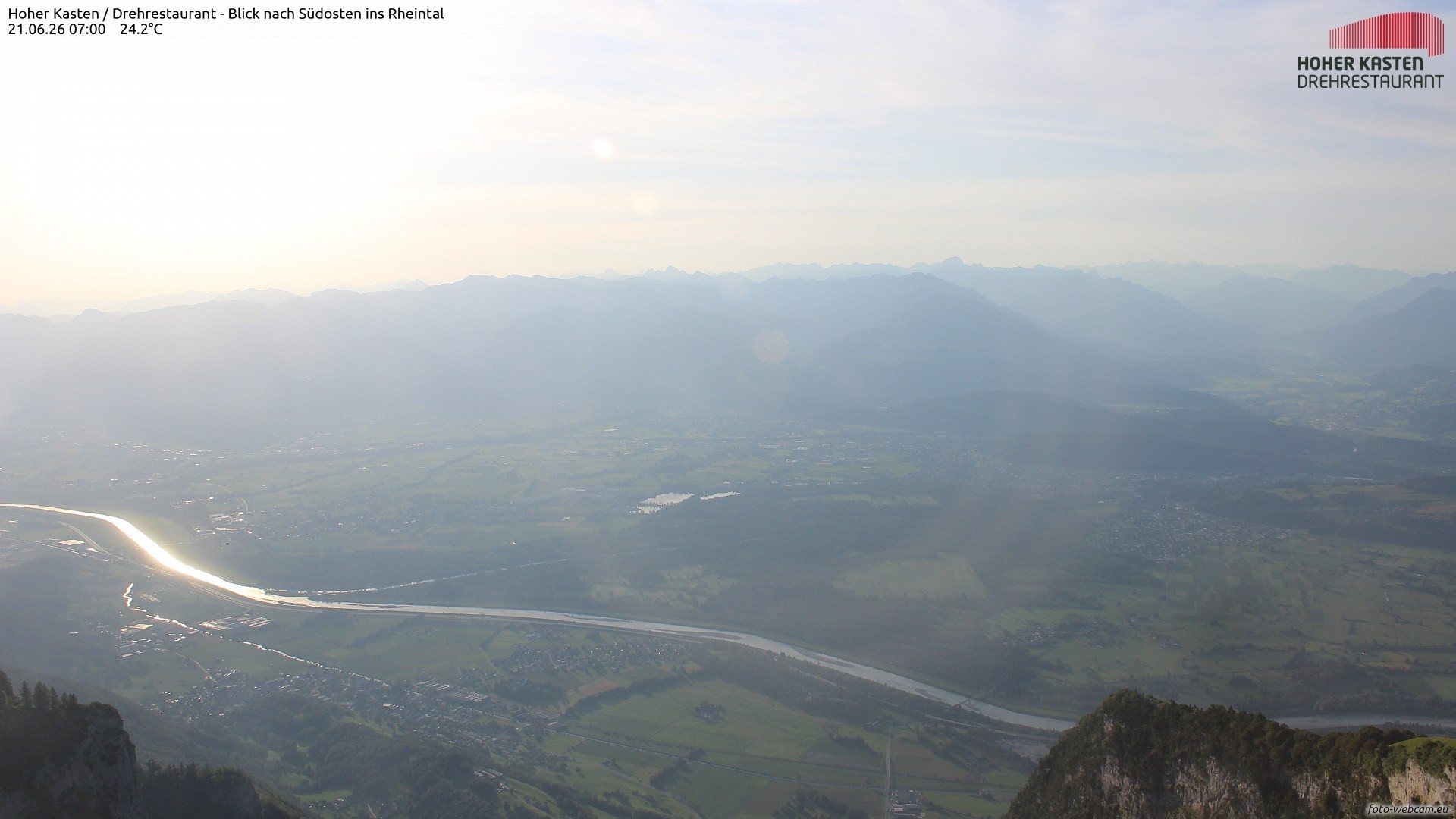 Archiv Foto Webcam Hoher Kasten - Blick ins Rheintal