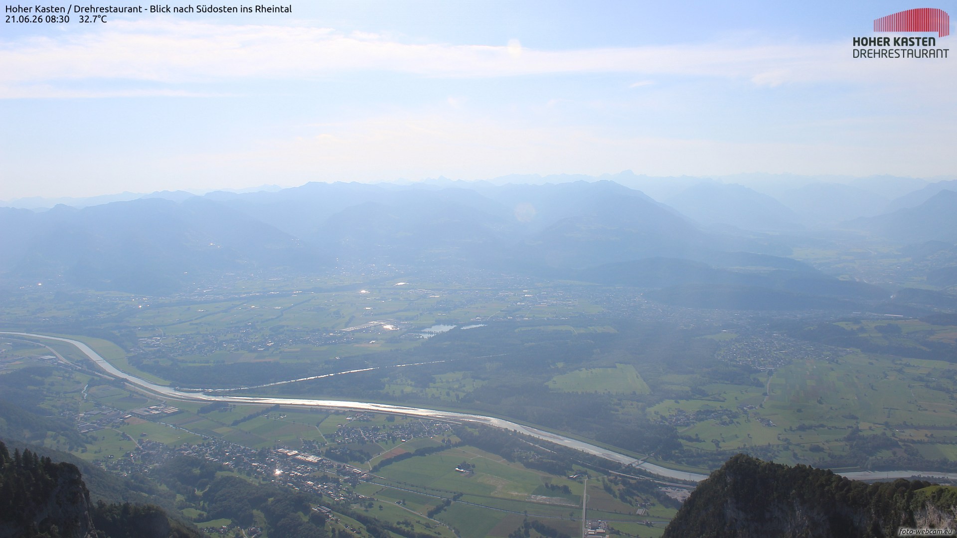 Archiv Foto Webcam Hoher Kasten - Blick ins Rheintal