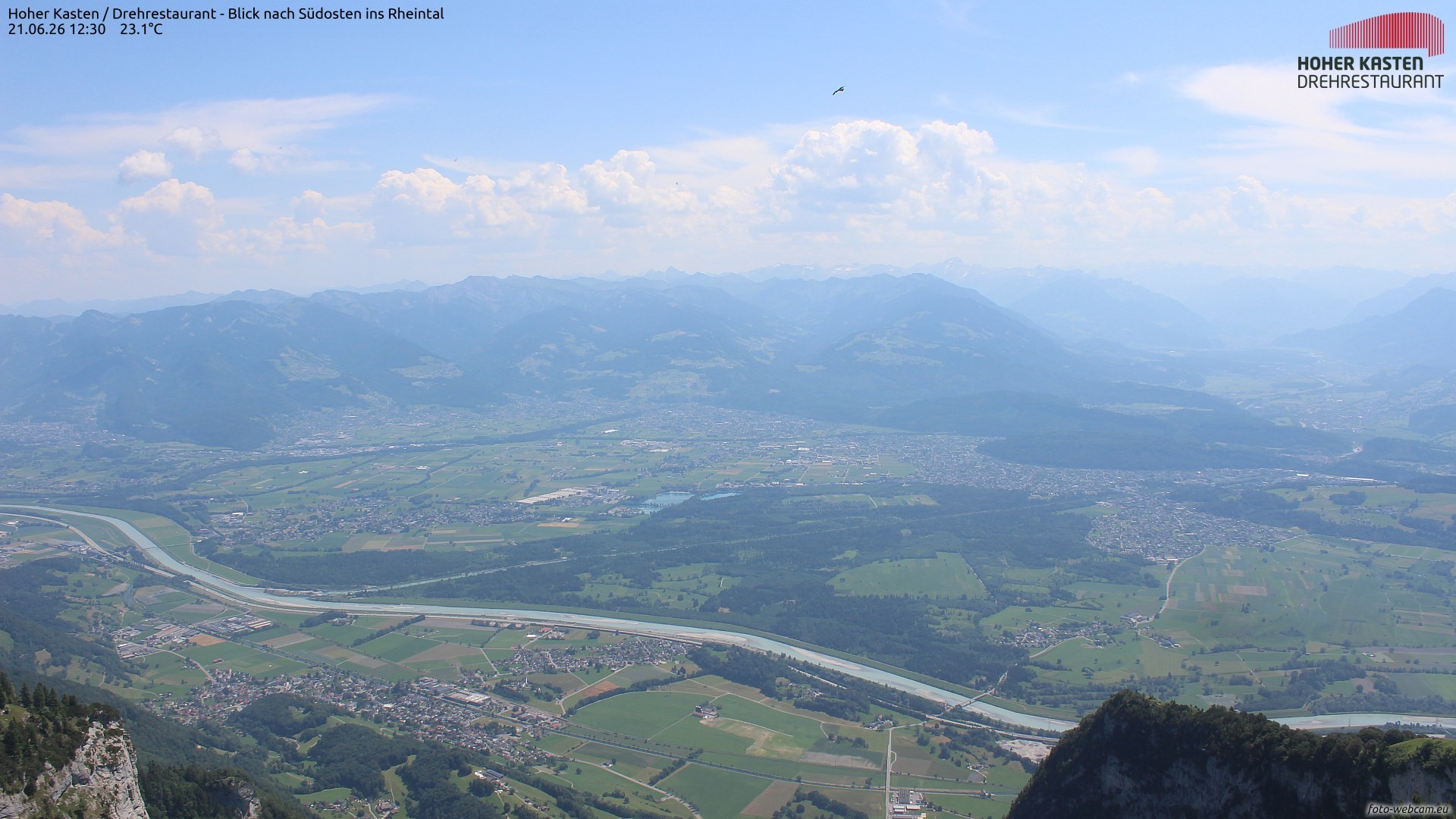 Archiv Foto Webcam Hoher Kasten - Blick ins Rheintal