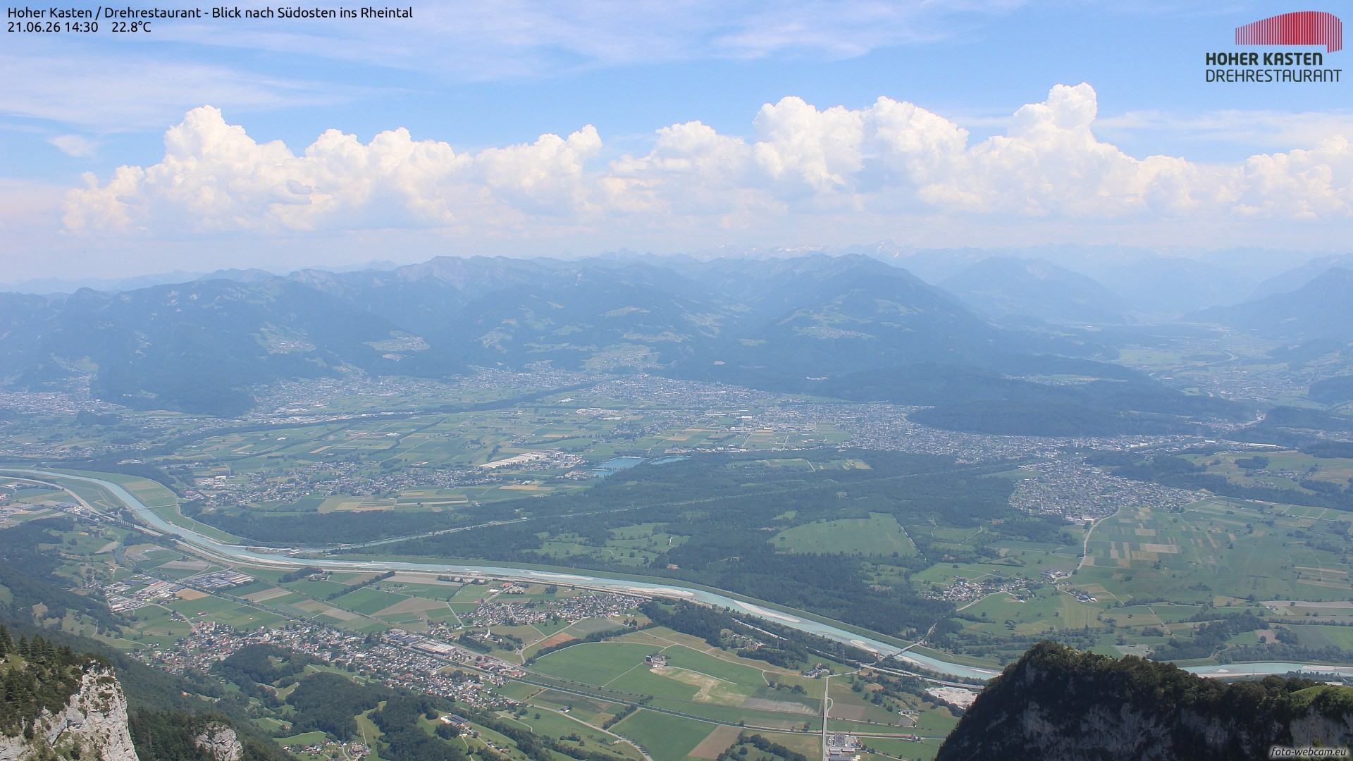 Archiv Foto Webcam Hoher Kasten - Blick ins Rheintal