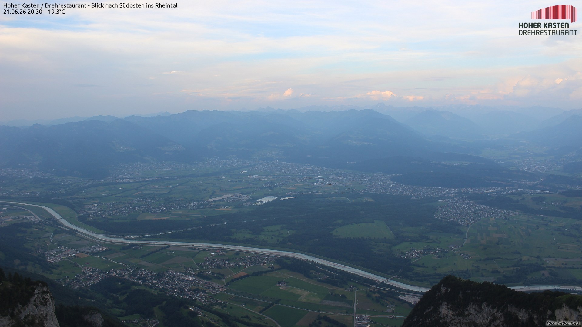 Archiv Foto Webcam Hoher Kasten - Blick ins Rheintal