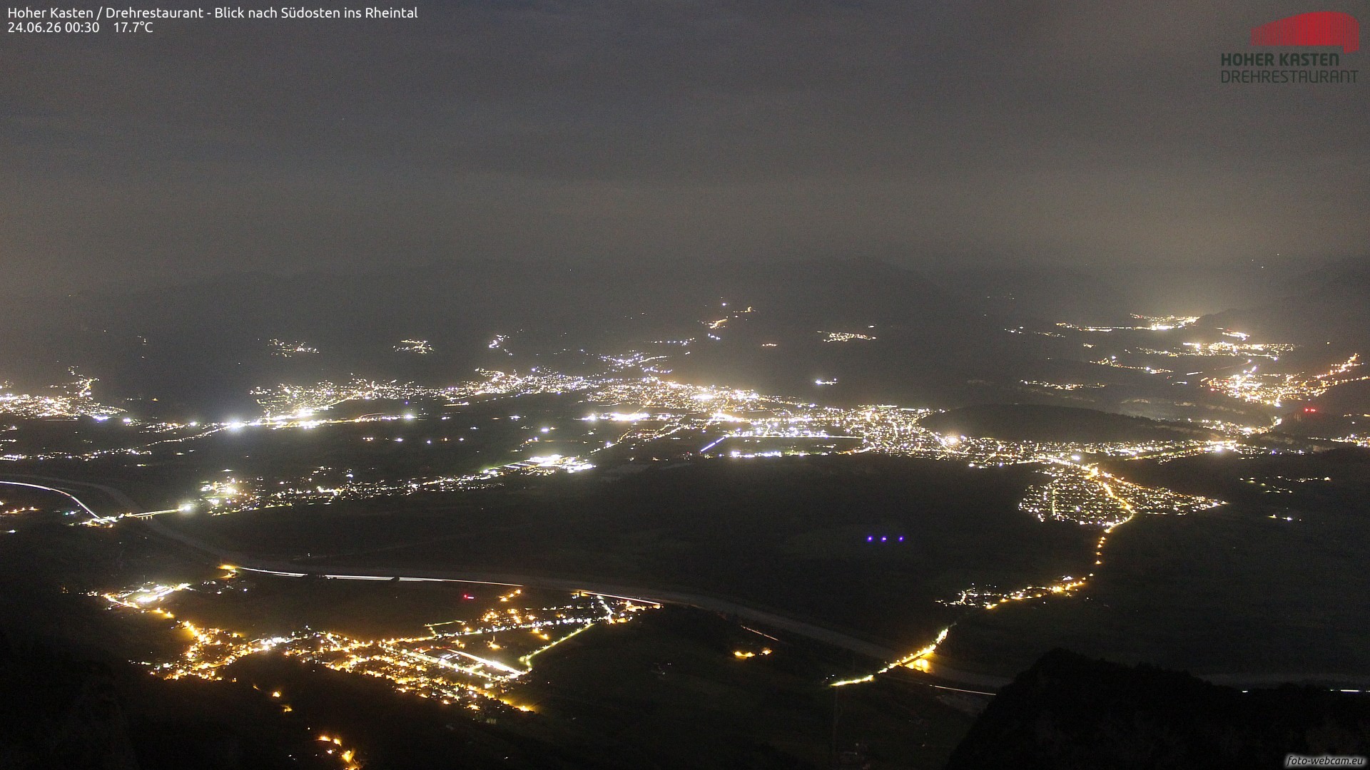 Archiv Foto Webcam Hoher Kasten - Blick ins Rheintal