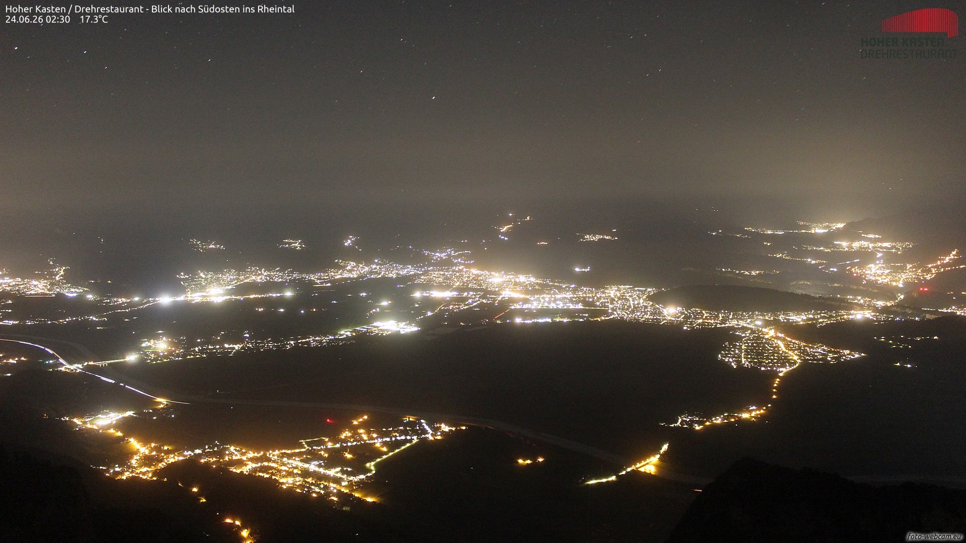 Archiv Foto Webcam Hoher Kasten - Blick ins Rheintal
