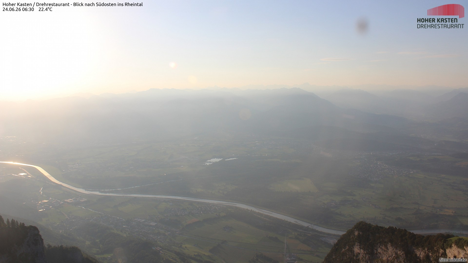 Archiv Foto Webcam Hoher Kasten - Blick ins Rheintal