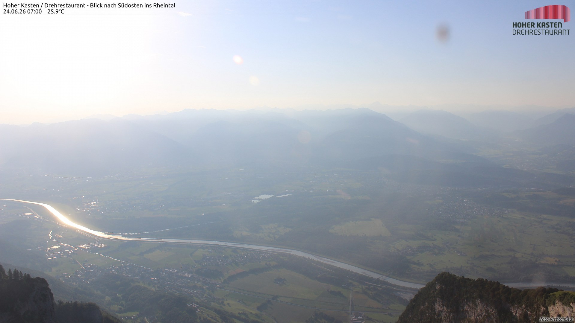 Archiv Foto Webcam Hoher Kasten - Blick ins Rheintal
