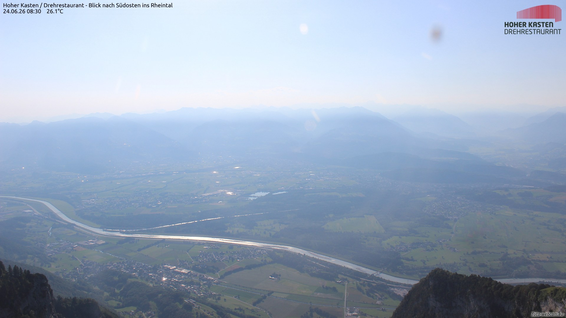 Archiv Foto Webcam Hoher Kasten - Blick ins Rheintal