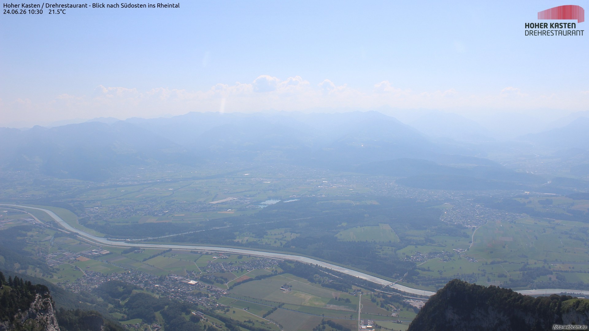 Archiv Foto Webcam Hoher Kasten - Blick ins Rheintal