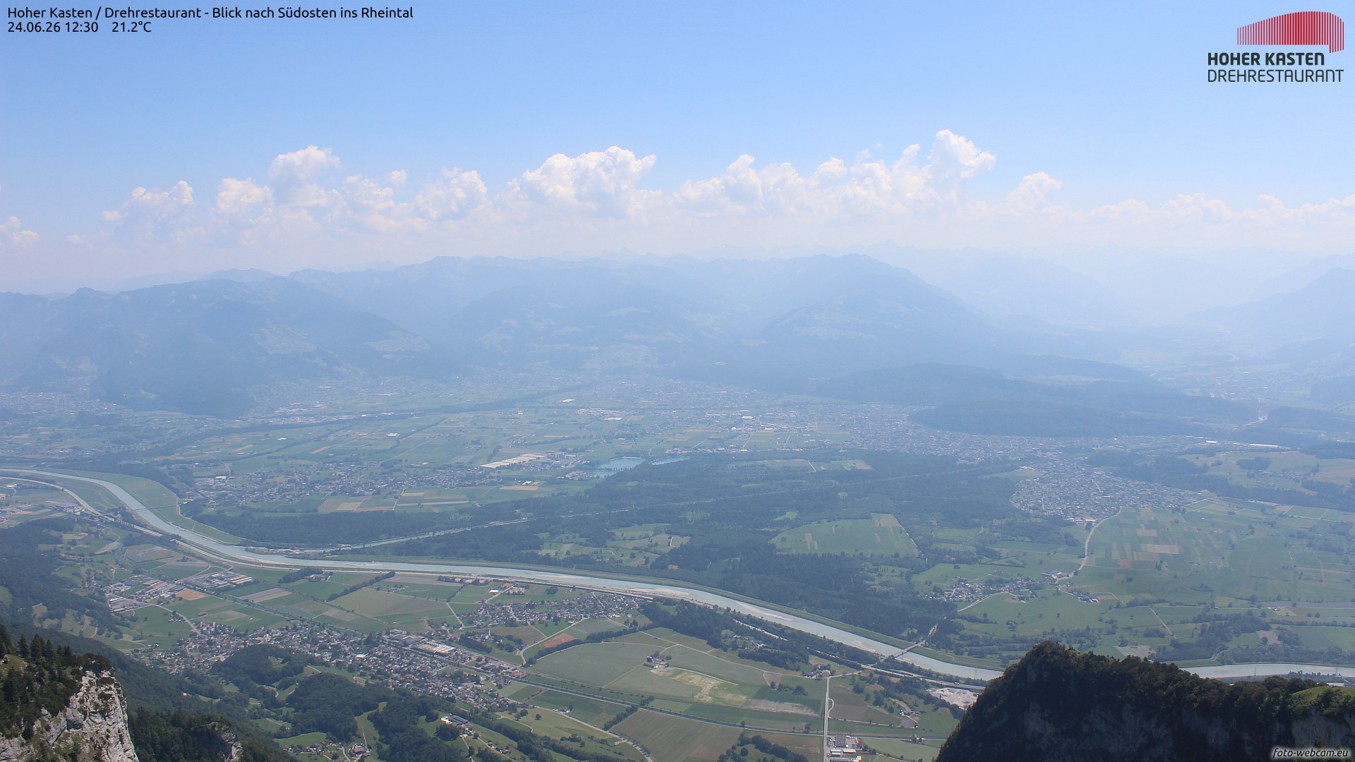 Archiv Foto Webcam Hoher Kasten - Blick ins Rheintal