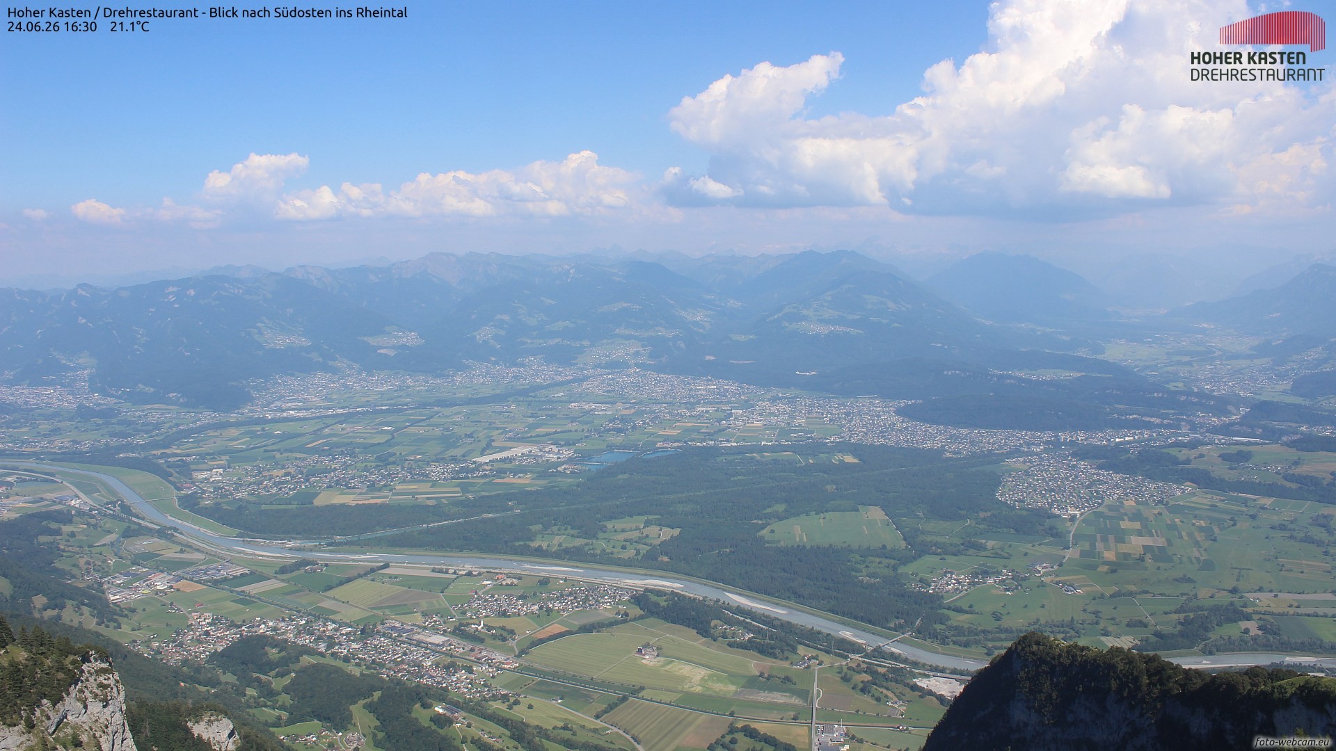 Archiv Foto Webcam Hoher Kasten - Blick ins Rheintal