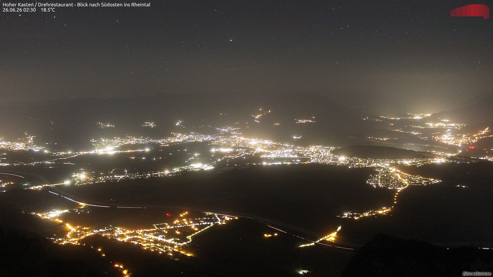 Archived image Webcam Hoher Kasten - View to the Rheintal