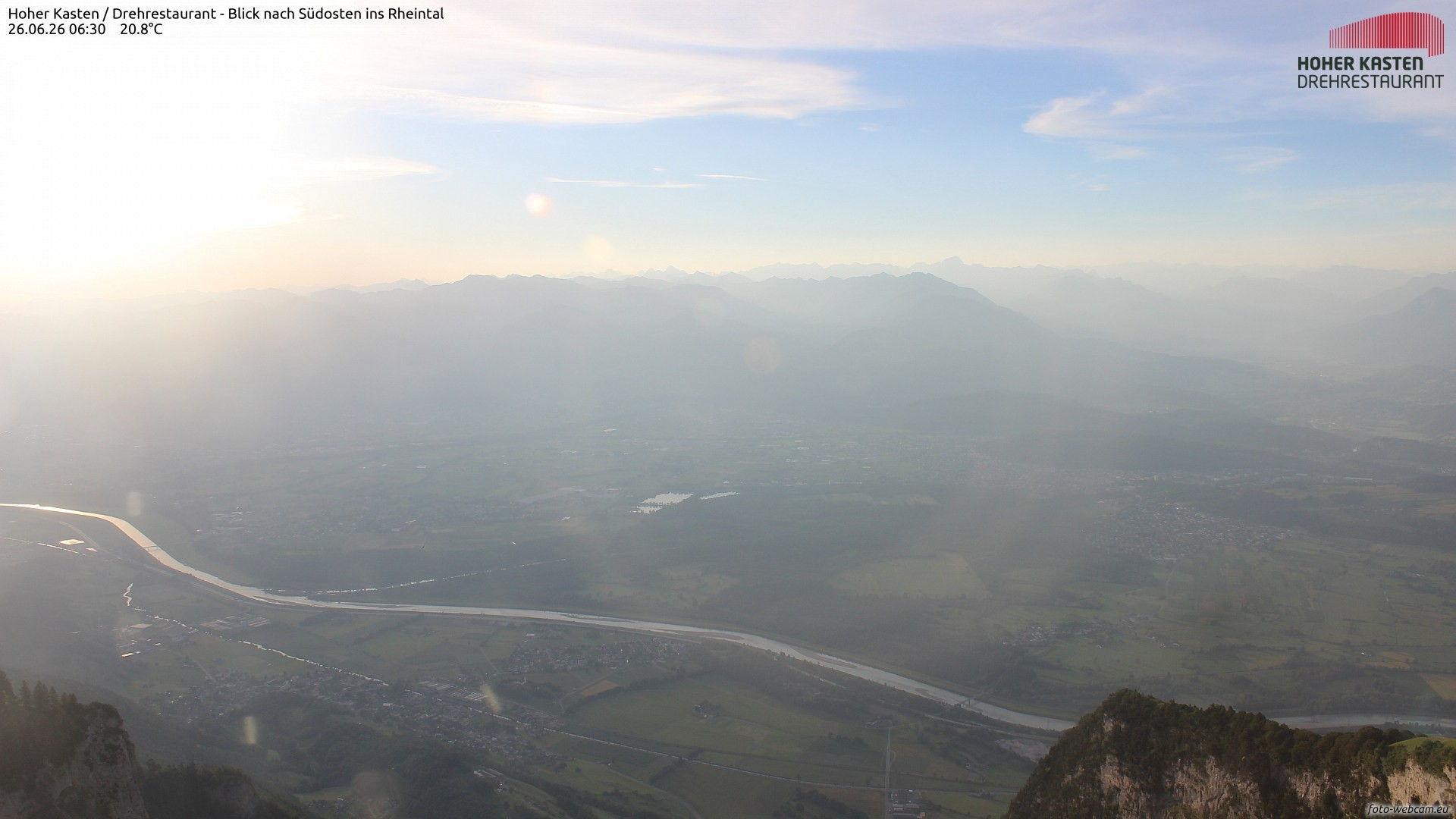 Archived image Webcam Hoher Kasten - View to the Rheintal