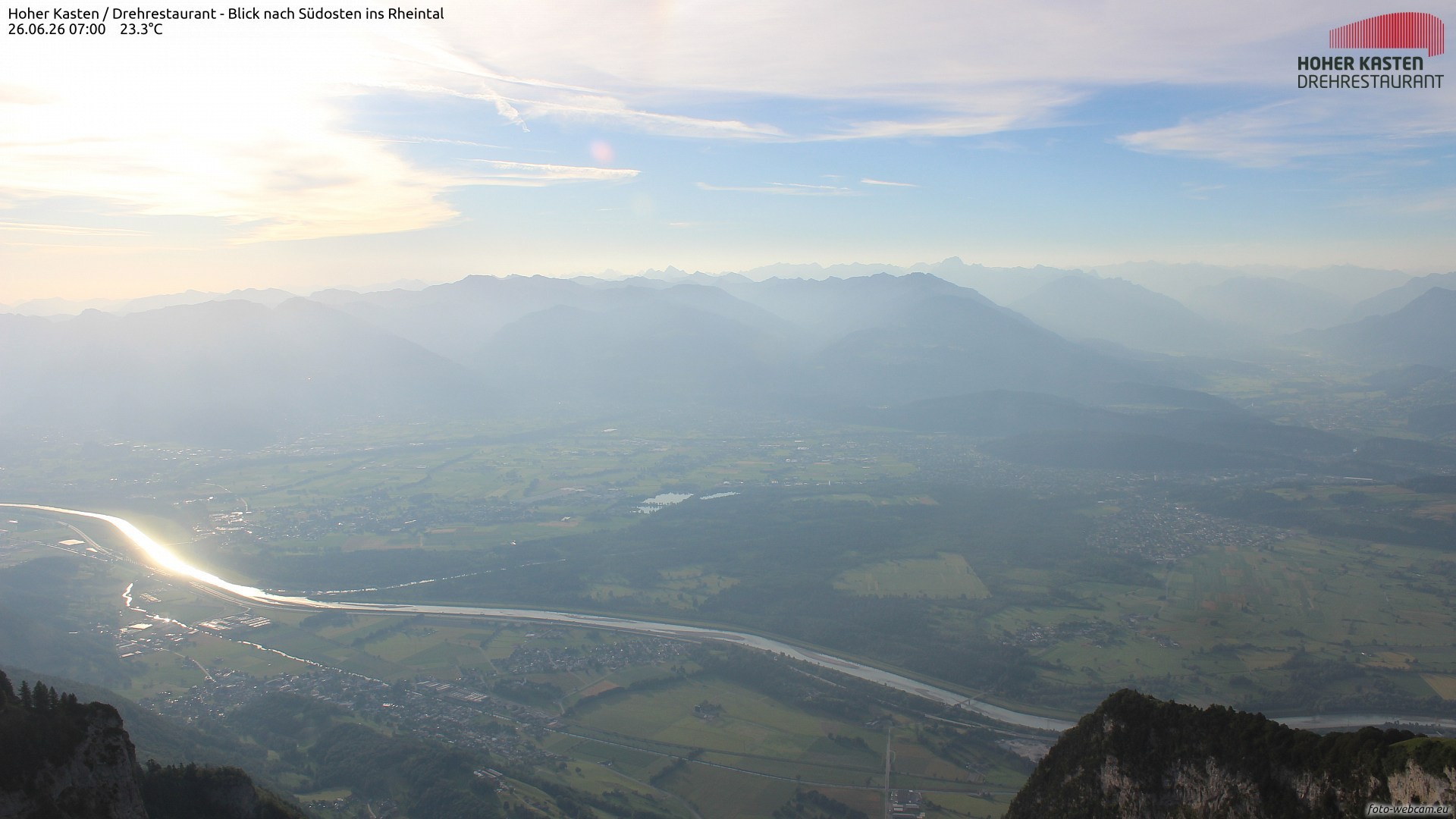 Archived image Webcam Hoher Kasten - View to the Rheintal