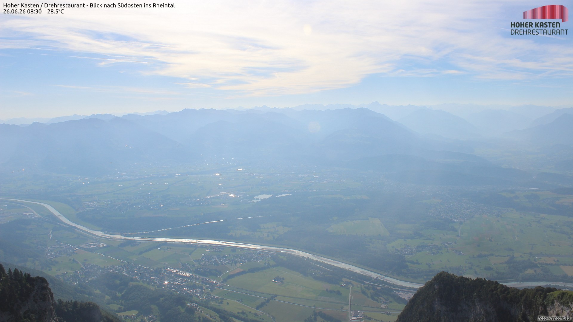 Archived image Webcam Hoher Kasten - View to the Rheintal