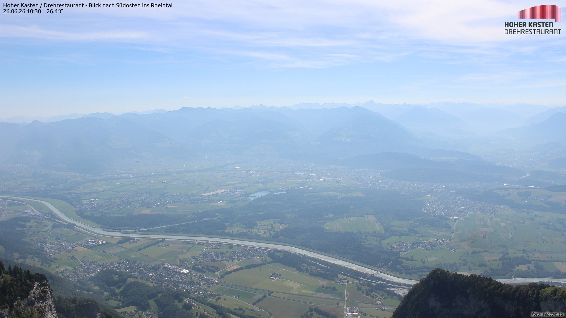 Archived image Webcam Hoher Kasten - View to the Rheintal