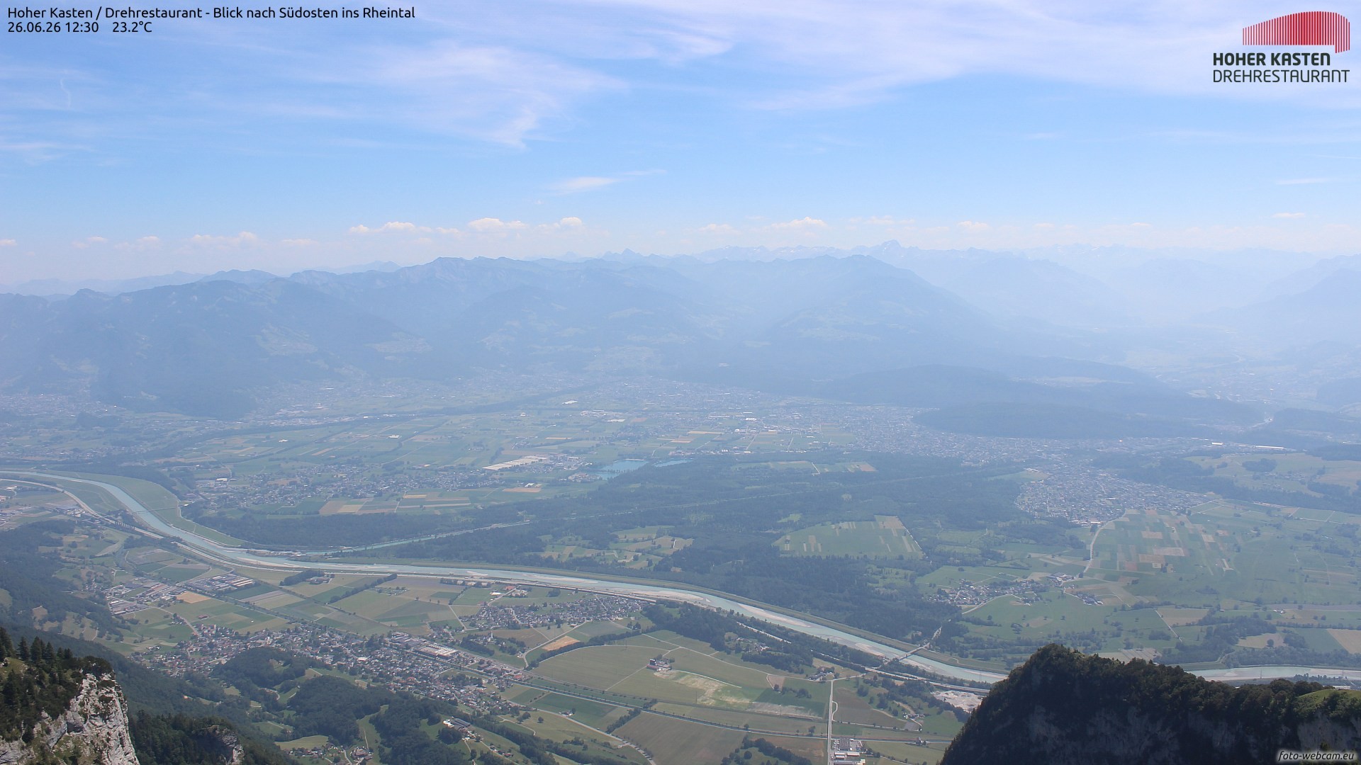 Archived image Webcam Hoher Kasten - View to the Rheintal