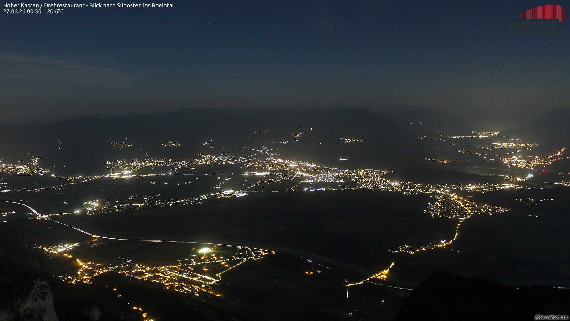Archived image Webcam Hoher Kasten - View to the Rheintal