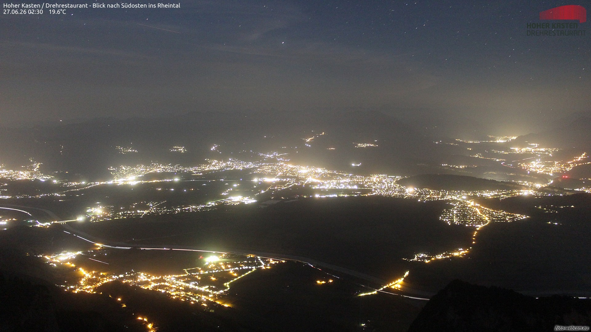Archived image Webcam Hoher Kasten - View to the Rheintal