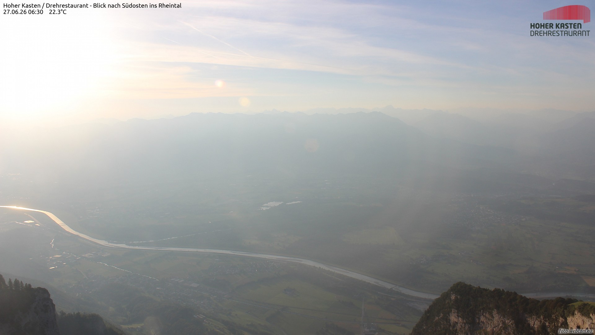 Archived image Webcam Hoher Kasten - View to the Rheintal