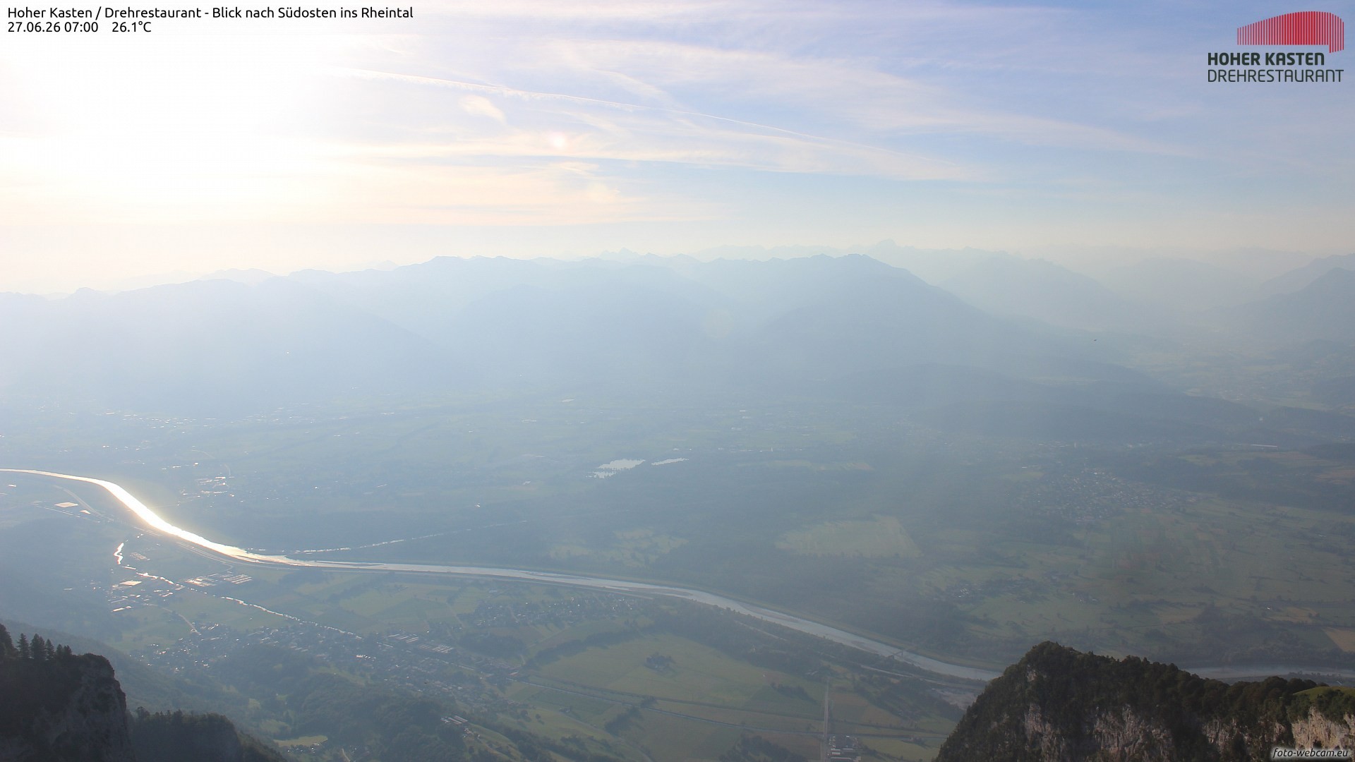 Archived image Webcam Hoher Kasten - View to the Rheintal