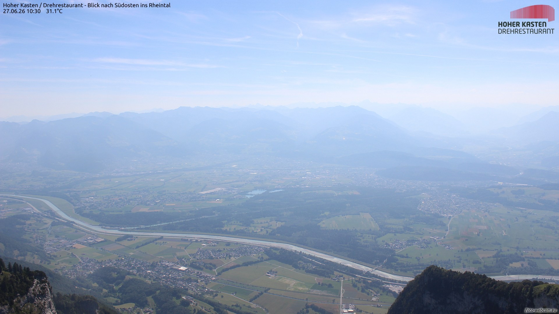 Archived image Webcam Hoher Kasten - View to the Rheintal