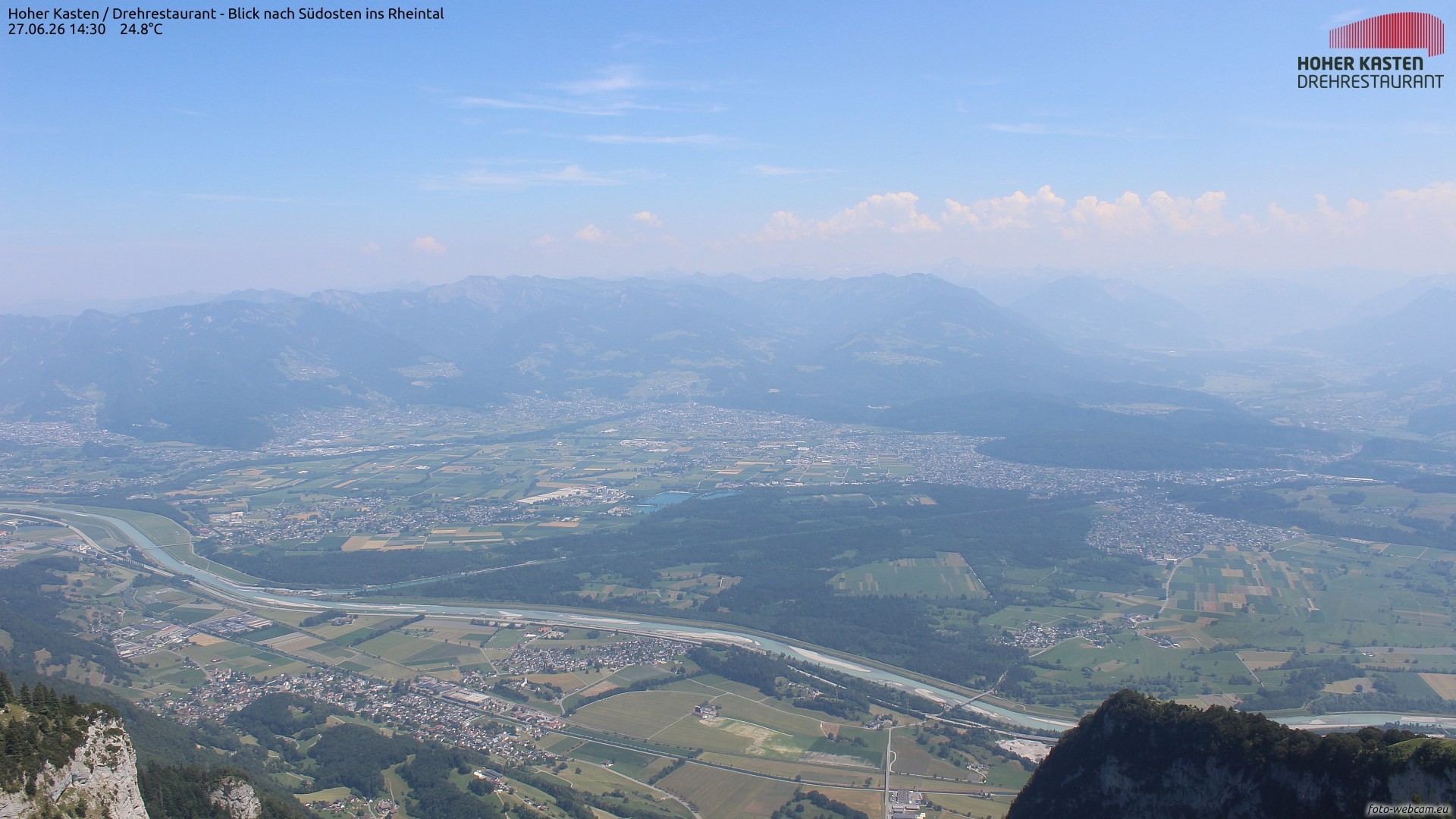 Archived image Webcam Hoher Kasten - View to the Rheintal