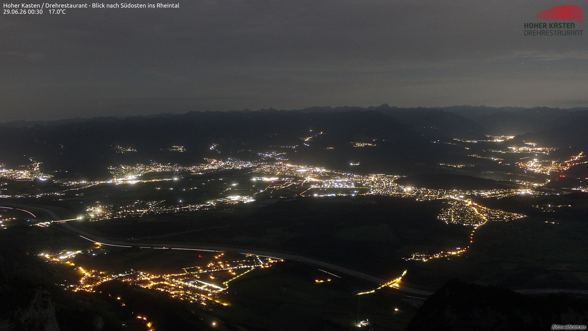 Archiv Foto Webcam Hoher Kasten - Blick ins Rheintal