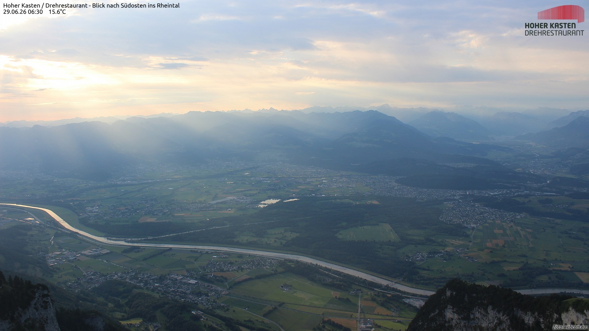 Archiv Foto Webcam Hoher Kasten - Blick ins Rheintal