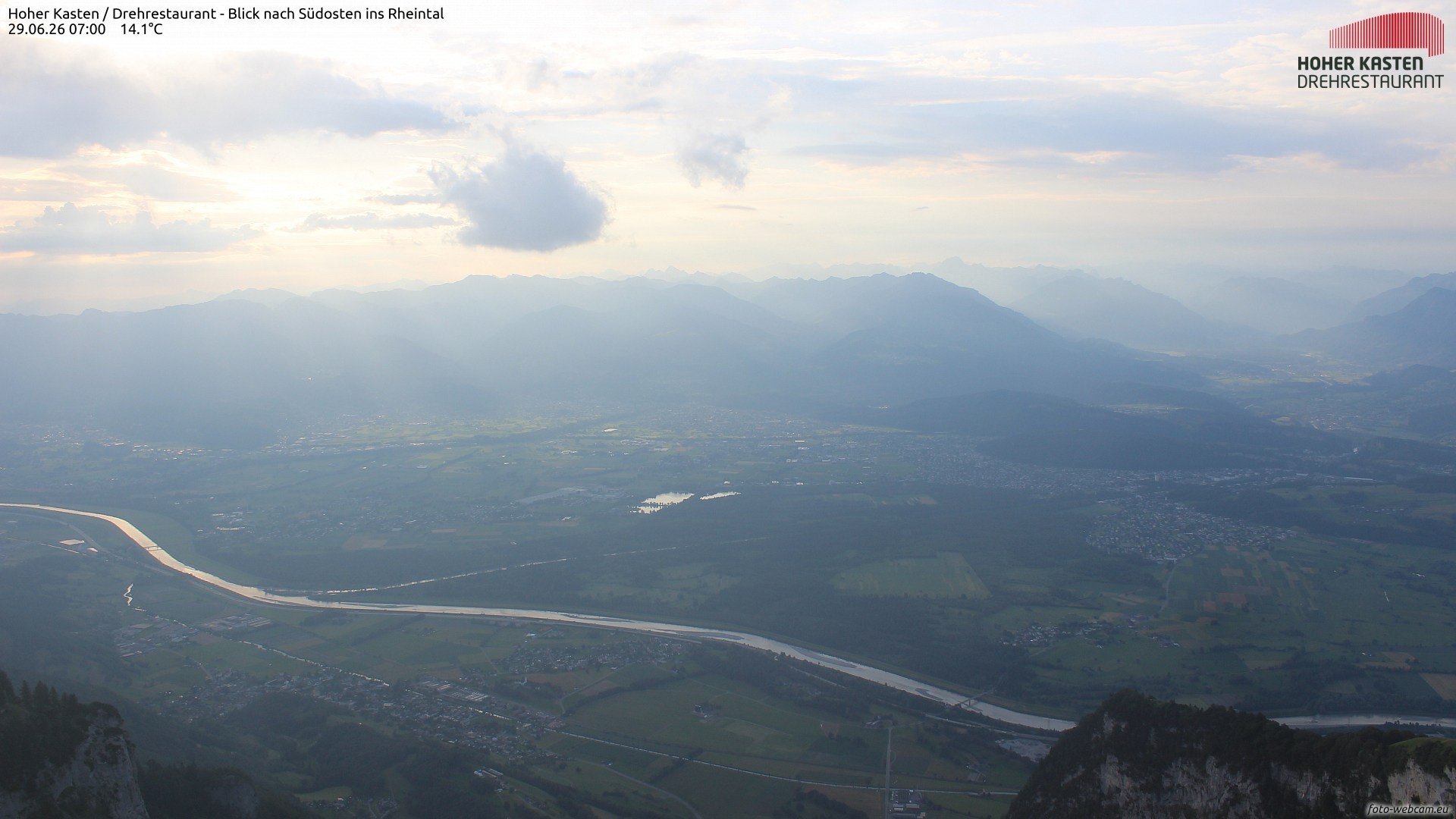 Archiv Foto Webcam Hoher Kasten - Blick ins Rheintal