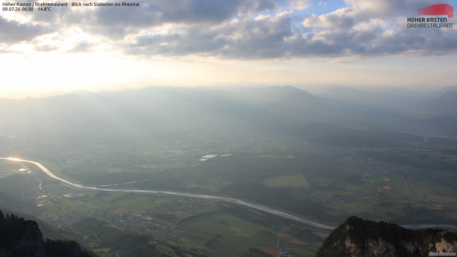 Archived image Webcam Hoher Kasten - View to the Rheintal