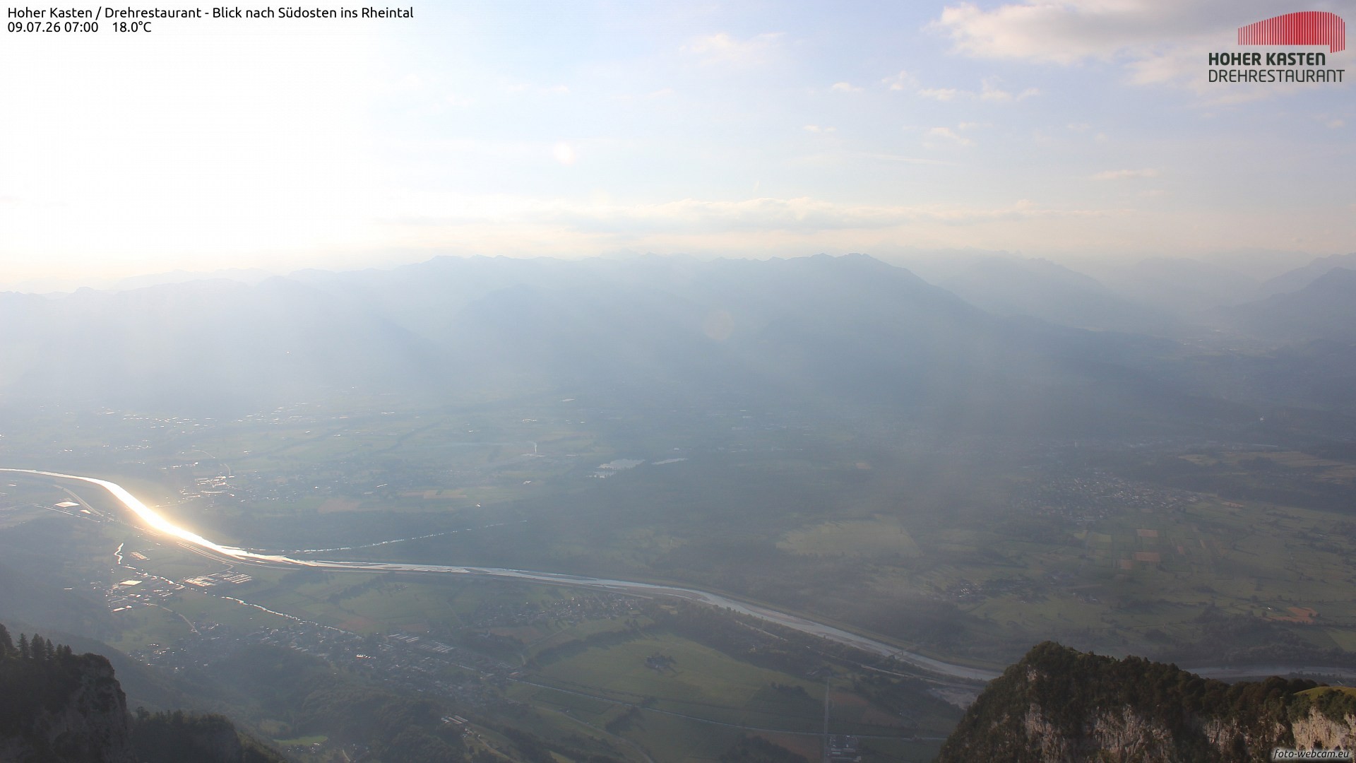 Archived image Webcam Hoher Kasten - View to the Rheintal