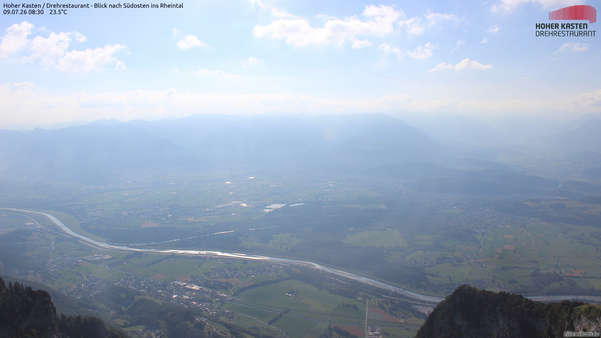 Archived image Webcam Hoher Kasten - View to the Rheintal