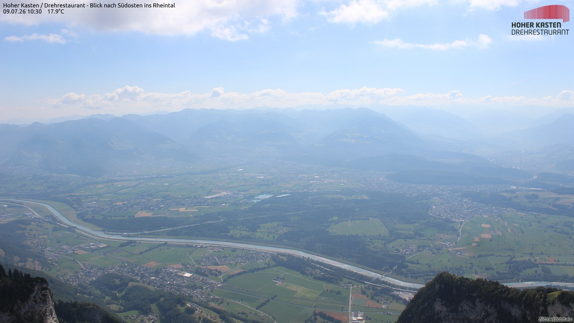 Archiv Foto Webcam Hoher Kasten - Blick ins Rheintal