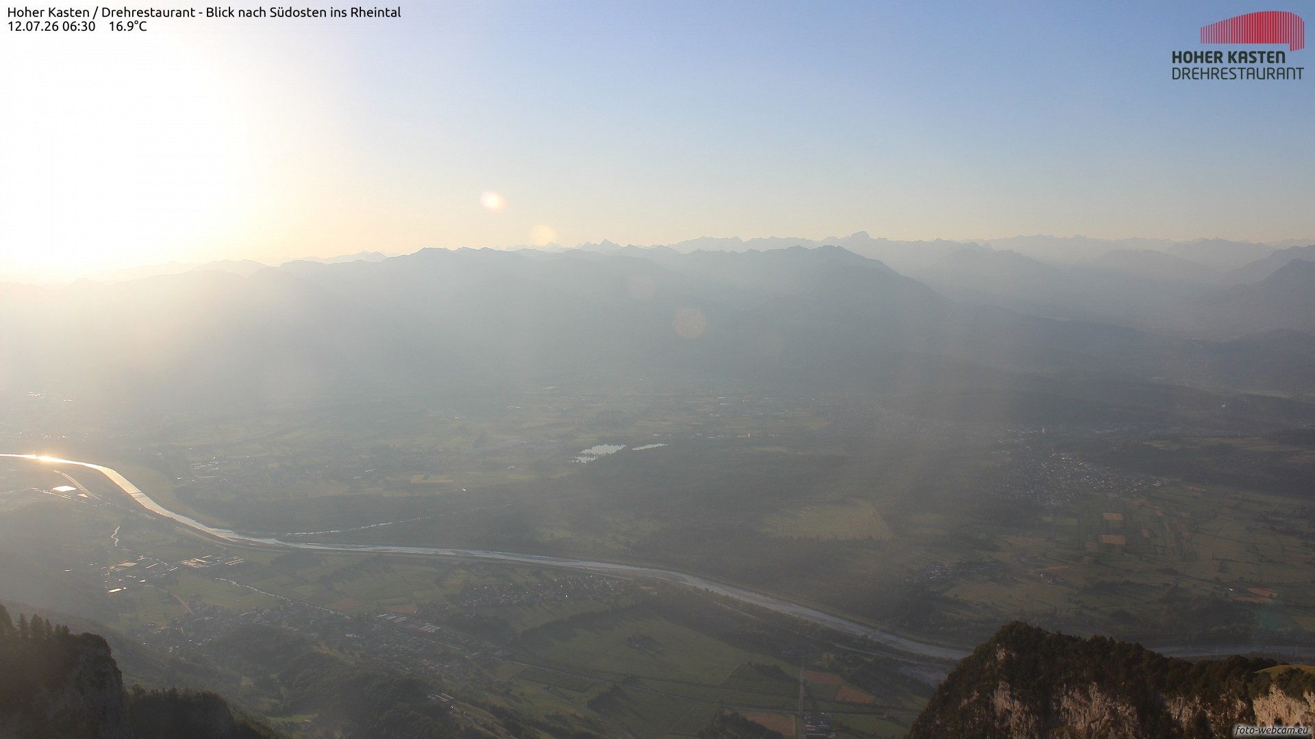 Archived image Webcam Hoher Kasten - View to the Rheintal