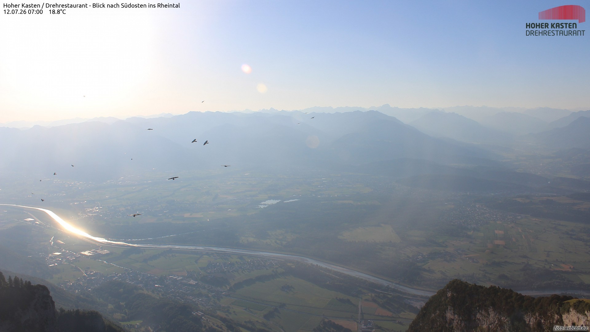 Archived image Webcam Hoher Kasten - View to the Rheintal