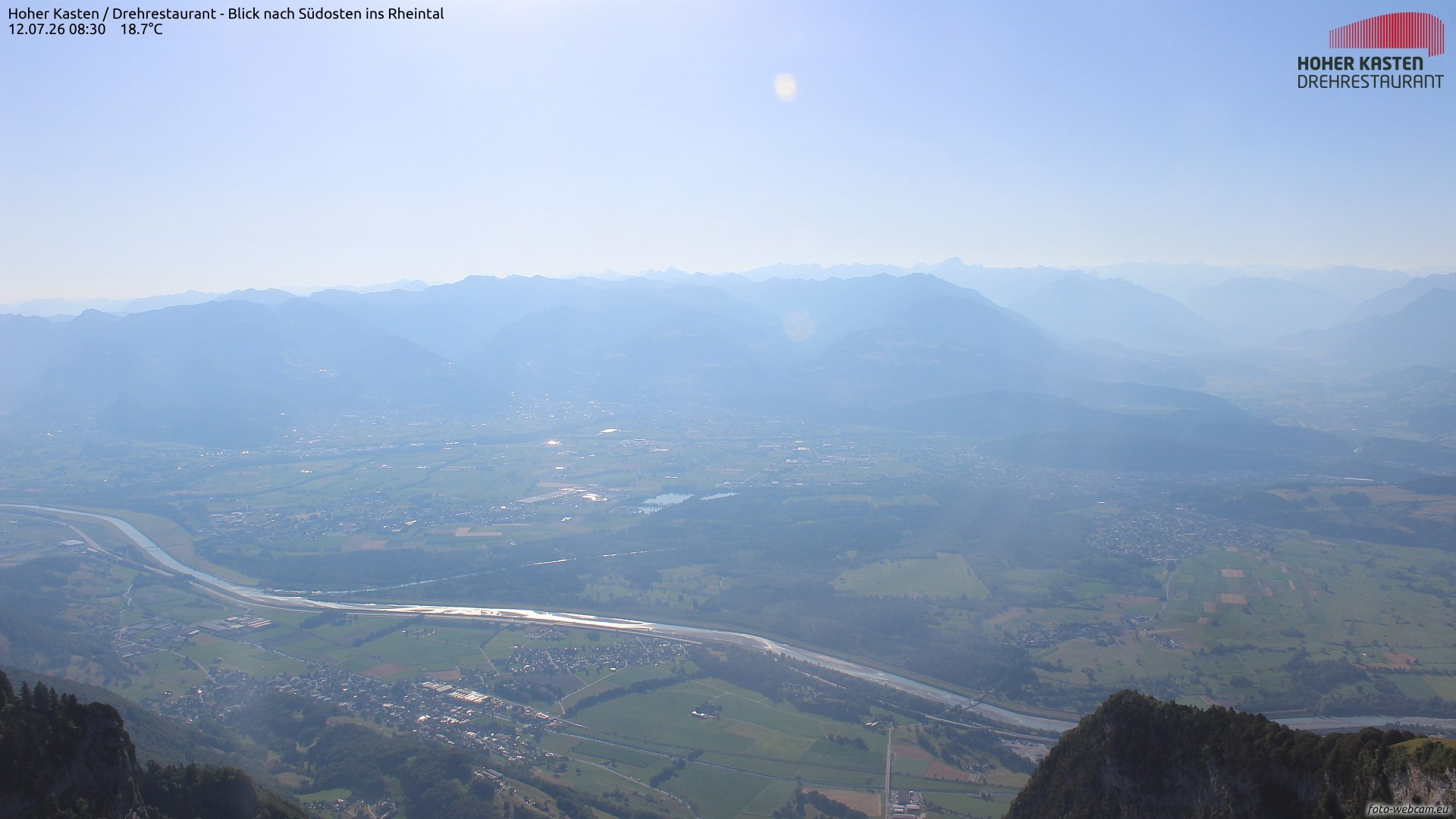 Archived image Webcam Hoher Kasten - View to the Rheintal